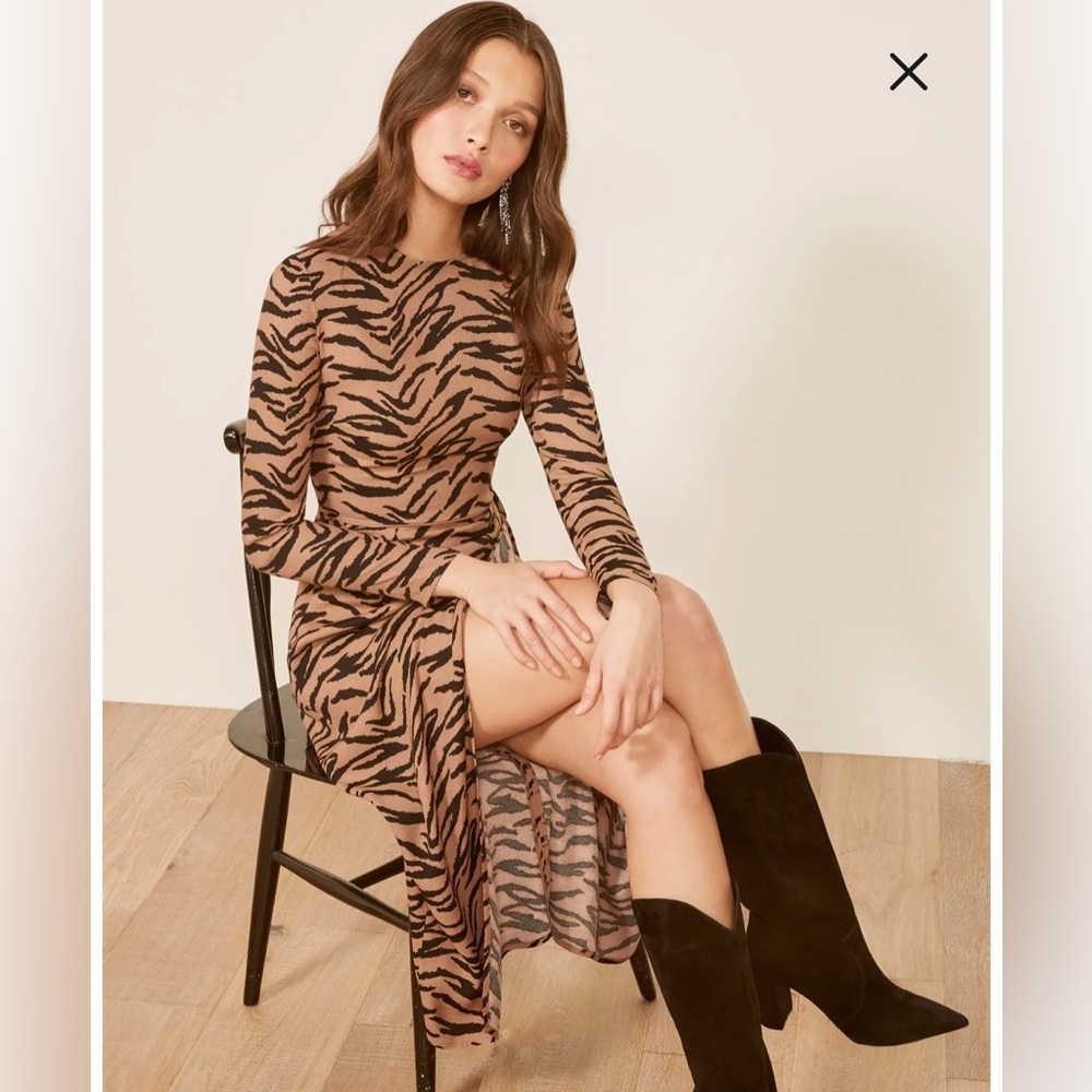 Reformation Maurita Dress in Raja Tiger Print Size 2
